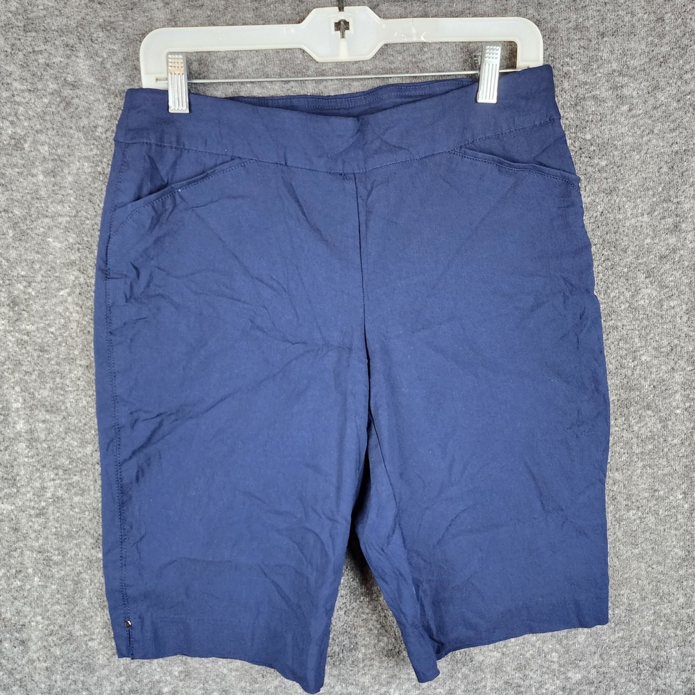 Kim Rogers Bermuda Shorts Womens 8 Navy Blue Pull On Stretch Casual Summer
